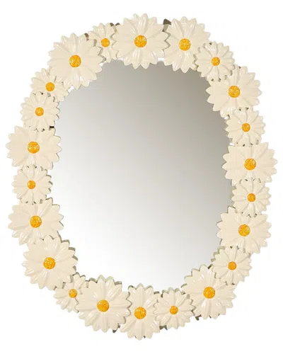 Two's Company Daisy Wall Mirror In White