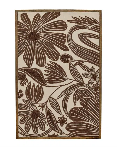 Two's Company Floral Array Hand Embroidered Wall Art In Brown