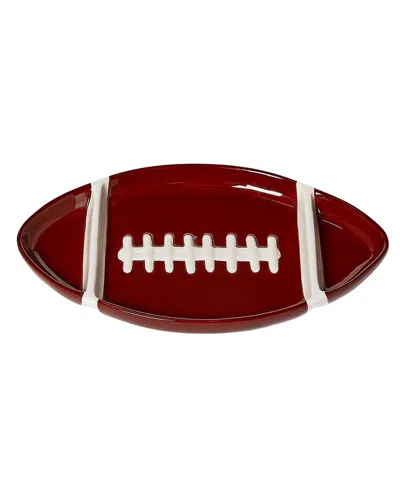 Two's Company Football Sectional Serving Platter In Brown
