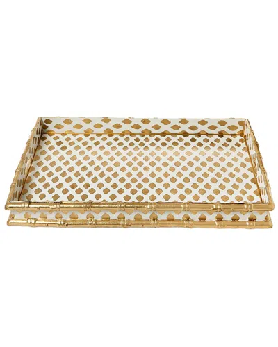 Two's Company Hand Painted Tray In Gold
