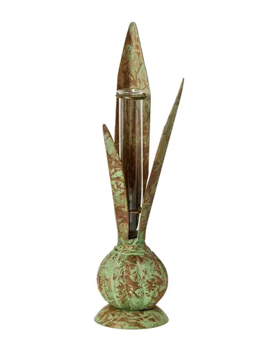Two's Company Hand-crafted Bulb & Leaf Vase In Green