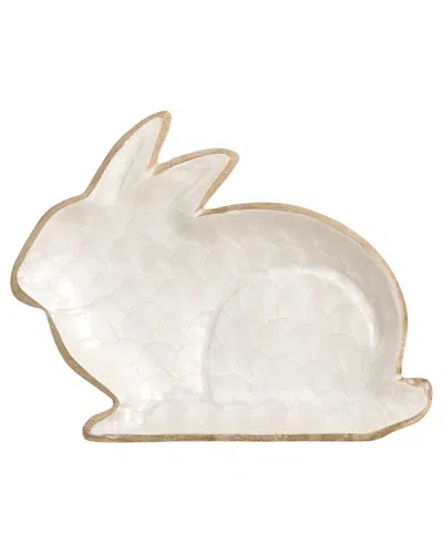 Two's Company Hand-crafted Bunny Tray / Platter In White