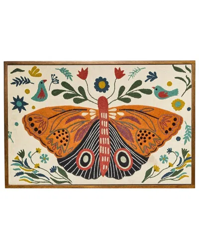 Two's Company Handcrafted Butterfly Embroidered Wall Art In Multi