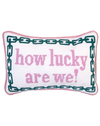 Two's Company How Lucky Are We 8x12 Needlepoint Pillow In Multi