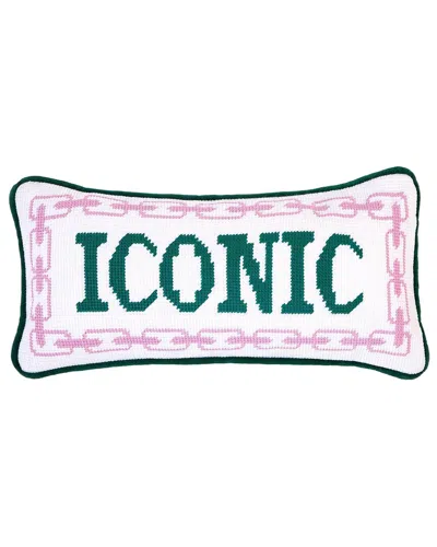 Two's Company Iconic 6 X 13 Needlepoint Pillow In Multi