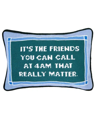 Two's Company It's The Friends You Can Call 8x12 Needlepoint Pillow In Blue
