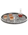 Two's Company Jaipur Palace Decorative Round Serving Tray In Black