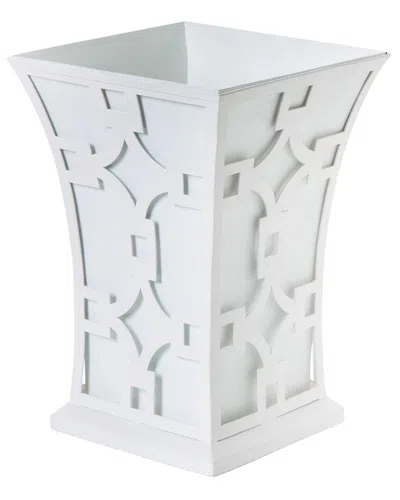 Two's Company Laser Fretwork Flared Metal Planter In White