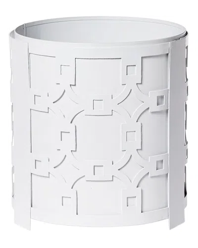 Two's Company Laser Fretwork Round Metal Planter In White