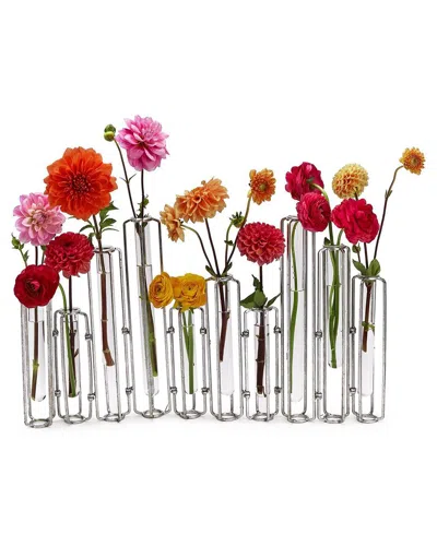 Two's Company Lavoisier Set Of 10 Hinged Flower Vases In Multi