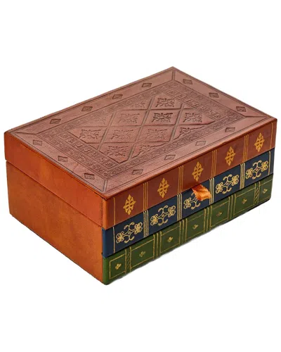 Two's Company Leather Hinged Rectangle Keepsake/storage Box In Multi