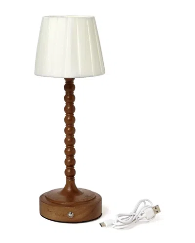 Two's Company Led Cordless Beaded Wood Pole Table Lamp In Multi