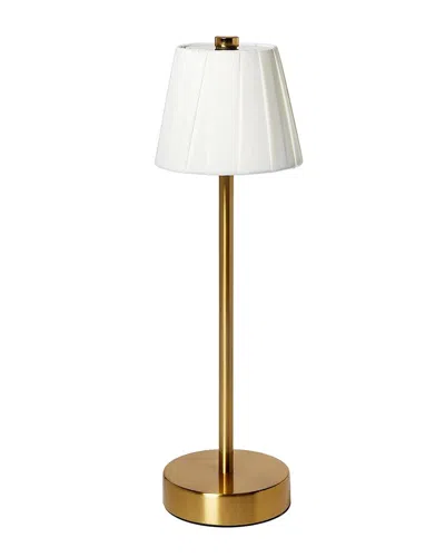 Two's Company Led Cordless Table Lamp With Pleated Shade In Gold