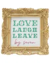 Two's Company Love Laugh Leave By Seven Embroidered Cross Stitch Wall Art In Gold