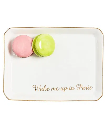 Two's Company Macaron Icon Trinket Tray With Saying In Gift Box In Multi