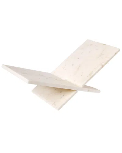 Two's Company Marble Hand-crafted Book Stand In White
