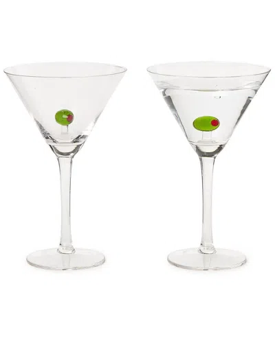 Two's Company Martini Glass With Olive In Transparent