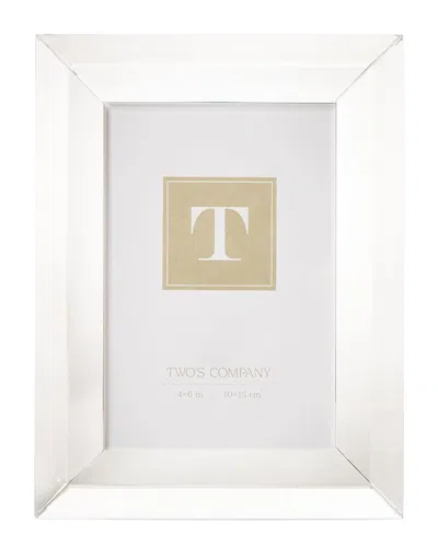 Two's Company Modern Cut Clear 4x6 Crystal Frame In White