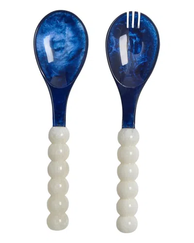 Two's Company Modern Pop 2pc Salad Serving Set In Gift Box In Blue