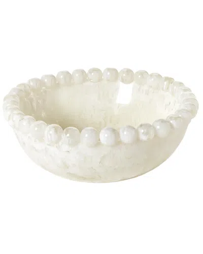 Two's Company Modern Pop Beaded Rim Bowl In White