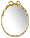 Two's Company Oval Mirror With Accent Bow In Gold