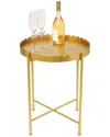 Two's Company Scalloped Edge Round Side/accent Table In Gold