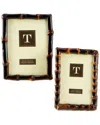 Two's Company Set Of 2 Bamboo Photo Frames In Beige