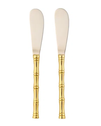 Two's Company Set Of 2 Bamboo Spreaders In Gold
