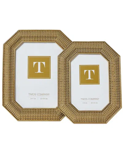 Two's Company Set Of 2 Beaded Photo Frames In Brown