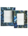 Two's Company Set Of 2 Blue Agate Photo Frames In Blue