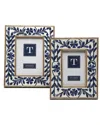 Two's Company Set Of 2 Bone Inlay Photo Frames In Blue
