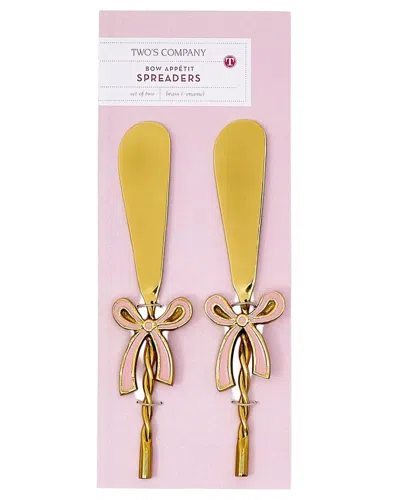 Two's Company Set Of 2 Bow Spreaders On Gift Card In Gold
