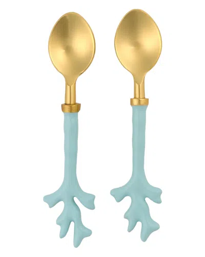 Two's Company Set Of 2 Coral Spoons On Gift Card In Multi