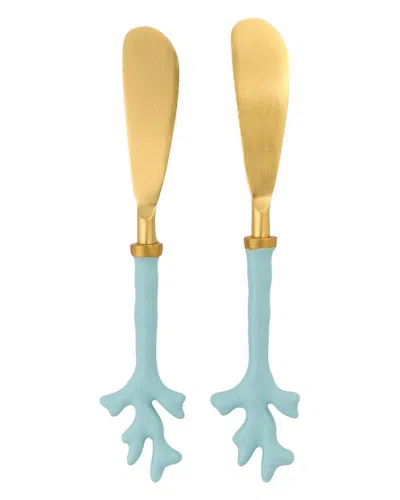 Two's Company Set Of 2 Coral Spreaders On Gift Card In Gold