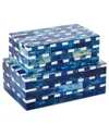 Two's Company Set Of 2 Covered Boxes In Blue