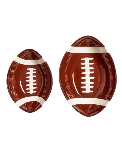 Two's Company Set Of 2 Football Tidbit Bowls In Brown