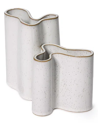 Two's Company Set Of 2 Freeform Vases With Reactive Glaze In Gray