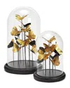 Two's Company Set Of 2 Golden Butterflies In Dome In Gold