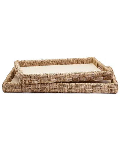 Two's Company Set Of 2 Hand-crafted Oversized Baskets In Beige