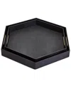 Two's Company Set Of 2 Hexagon Stintrays In Black