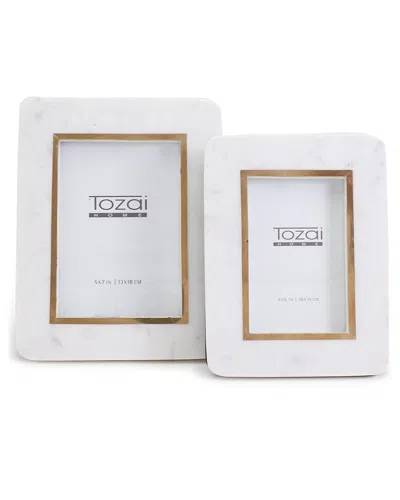 Two's Company Set Of 2 Hoxton Marble Frames In White
