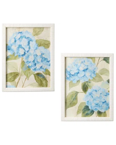 Two's Company Set Of 2 Hydrangea Framed Wall Art Prints In Multi