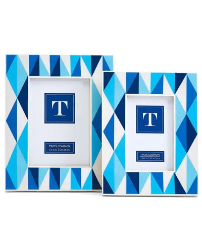 Two's Company Set Of 2 Inlay Photo Frames In Blue
