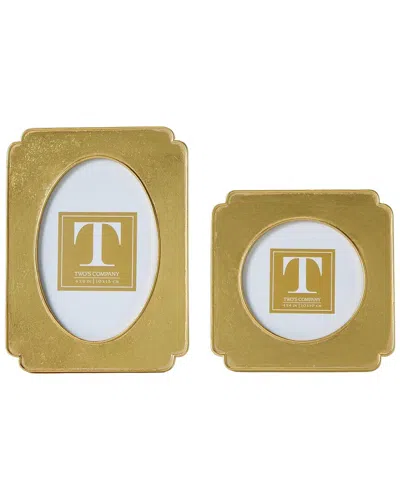 Two's Company Set Of 2 Leaf Photo Frames In Gold