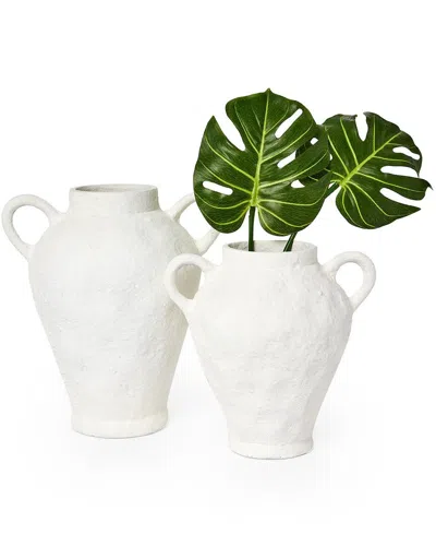 Two's Company Set Of 2 Limewashed Vases In Multi