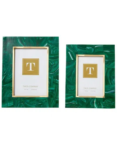 Two's Company Set Of 2 Malachite Photo Frames In Green