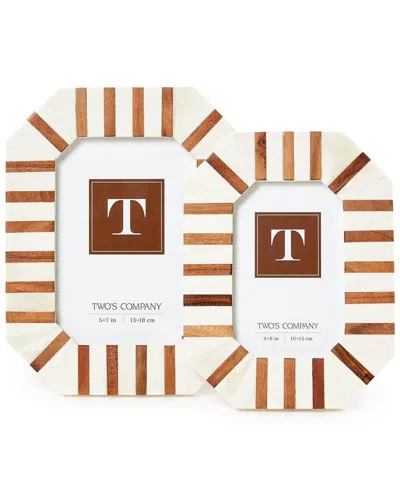 Two's Company Set Of 2 Octagon Edge Photo Frames In Multi