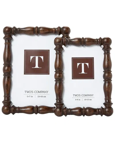 Two's Company Set Of 2 Spindle Photo Frames In Brown