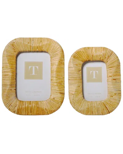 Two's Company Set Of 2 Wave Photo Frames In Yellow