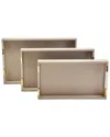 Two's Company Set Of 3 Decorative Rectangle Trays In Beige